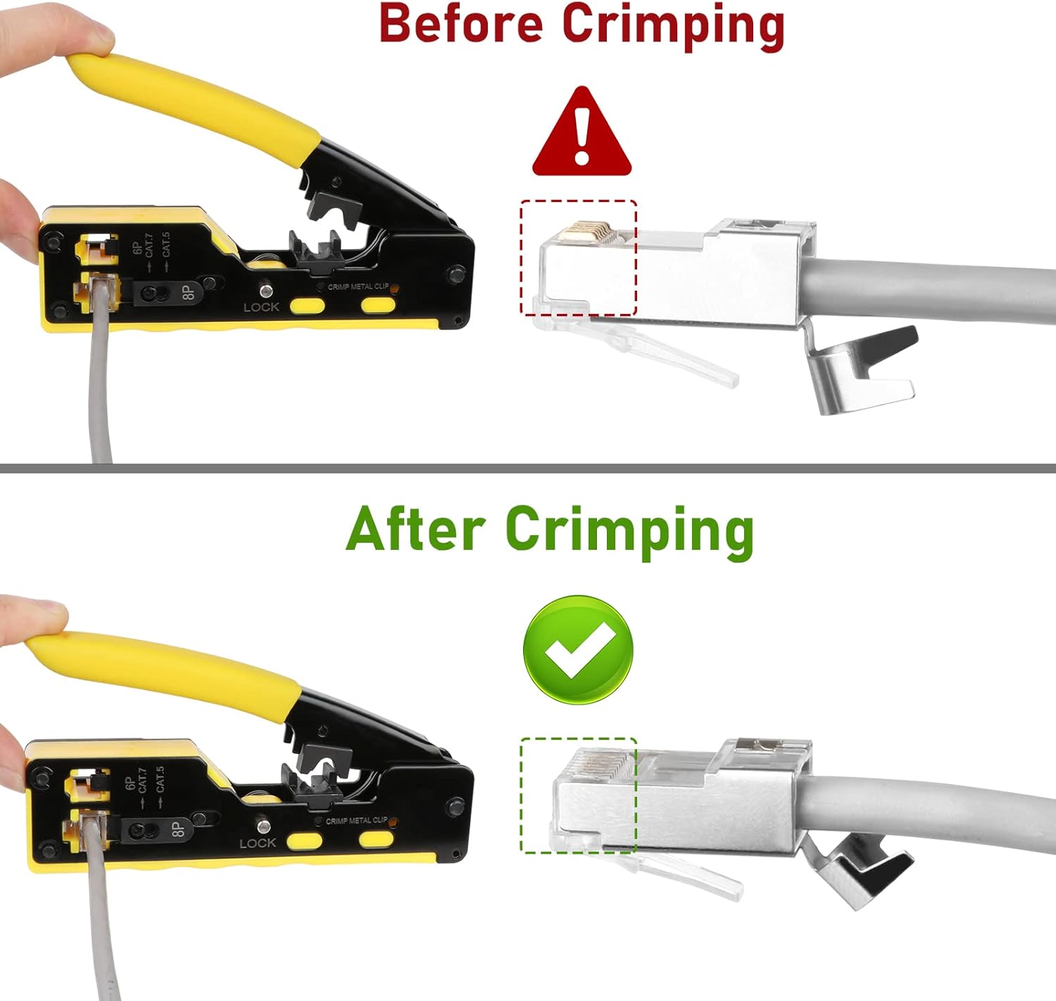RJ45 Crimp Tool Kit Pass Thru Ethernet Crimping Tool Set for 8P8C Modular Connectors B6635