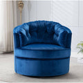 Blue Tufted Swivel Accent Barrel Chair with Casters F9091