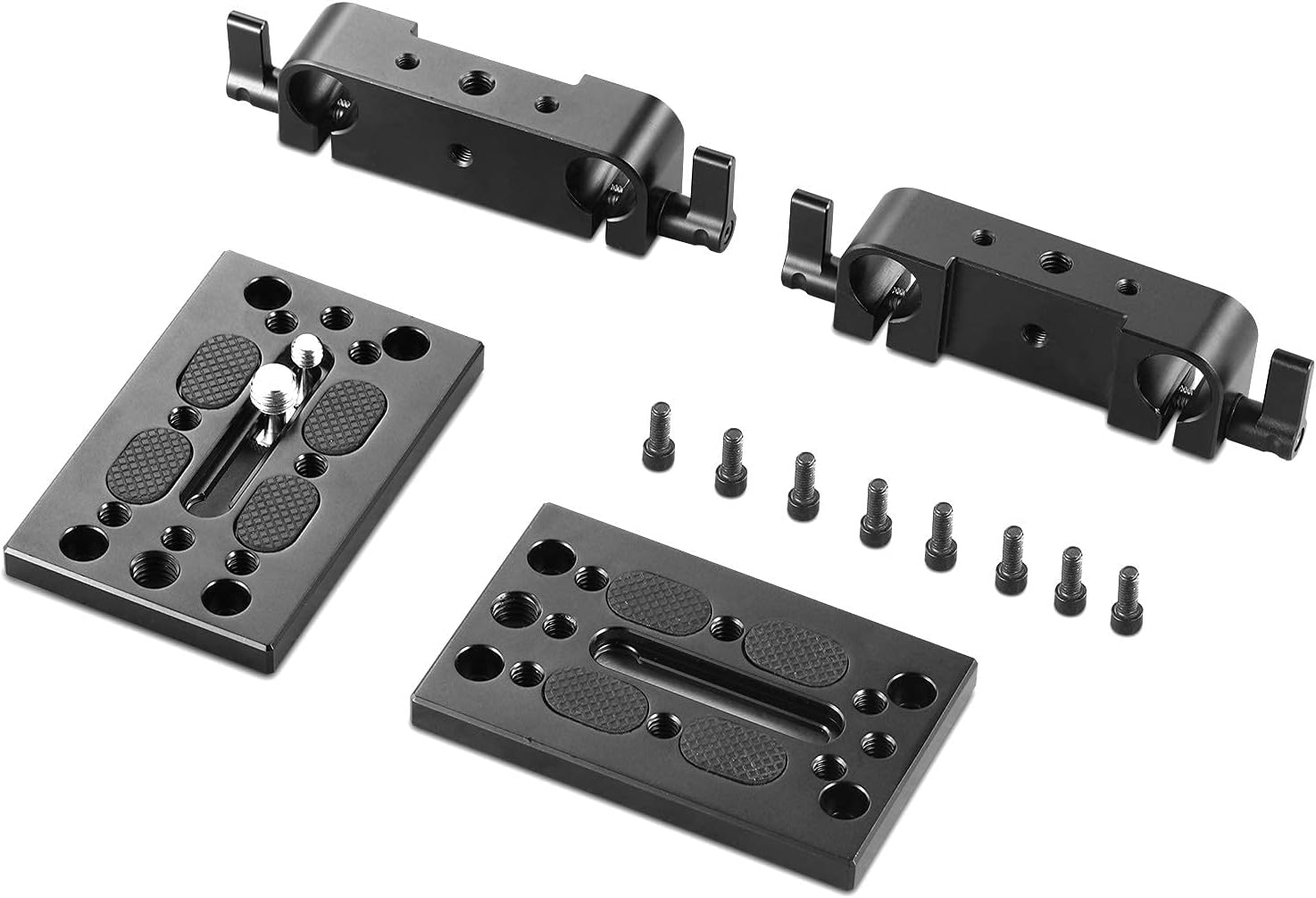 Camera Tripod Mounting Baseplate with 15mm Rod Clamp Rail Block Q405