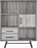 Brown Oak Black 6 Shelf Cabinet Q426953
