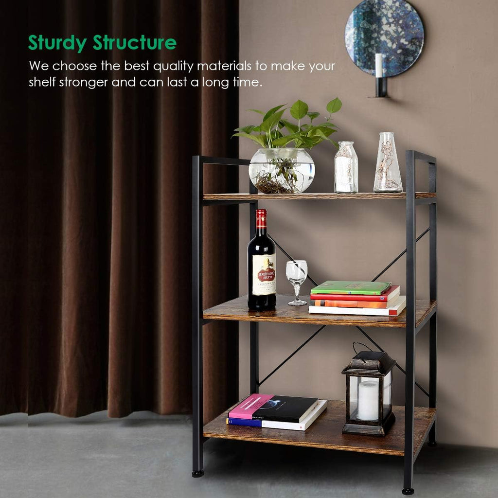 3-Tier Wood and Metal Bookshelf F18167