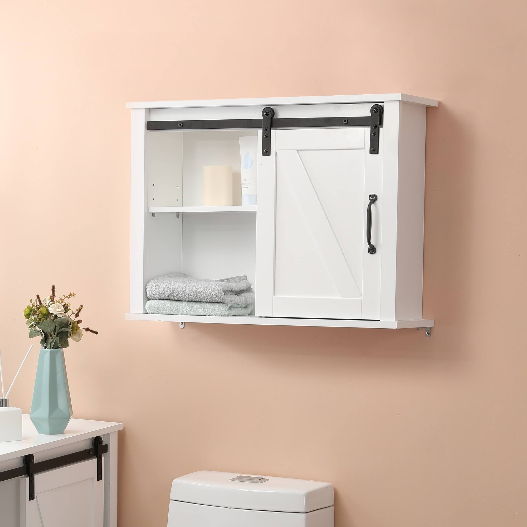 White MDF Bathroom Wall Cabinet R86954