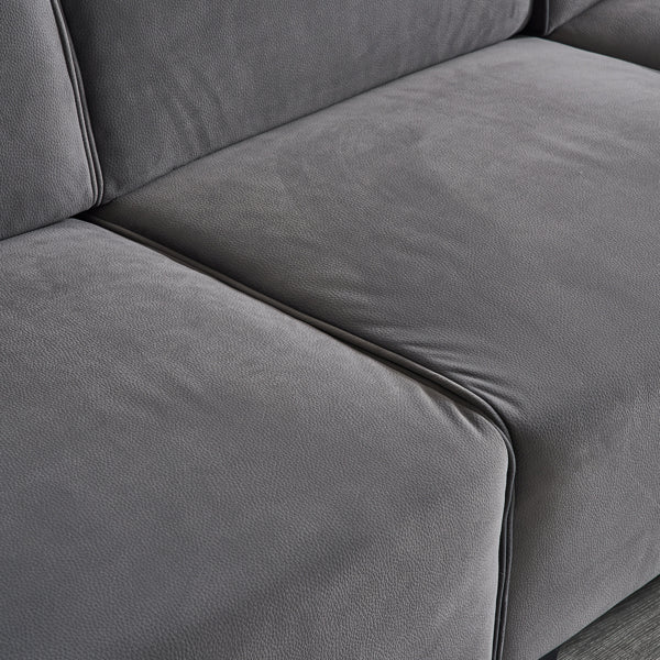 Dark gray flannel three-person sofa with side pockets N519049