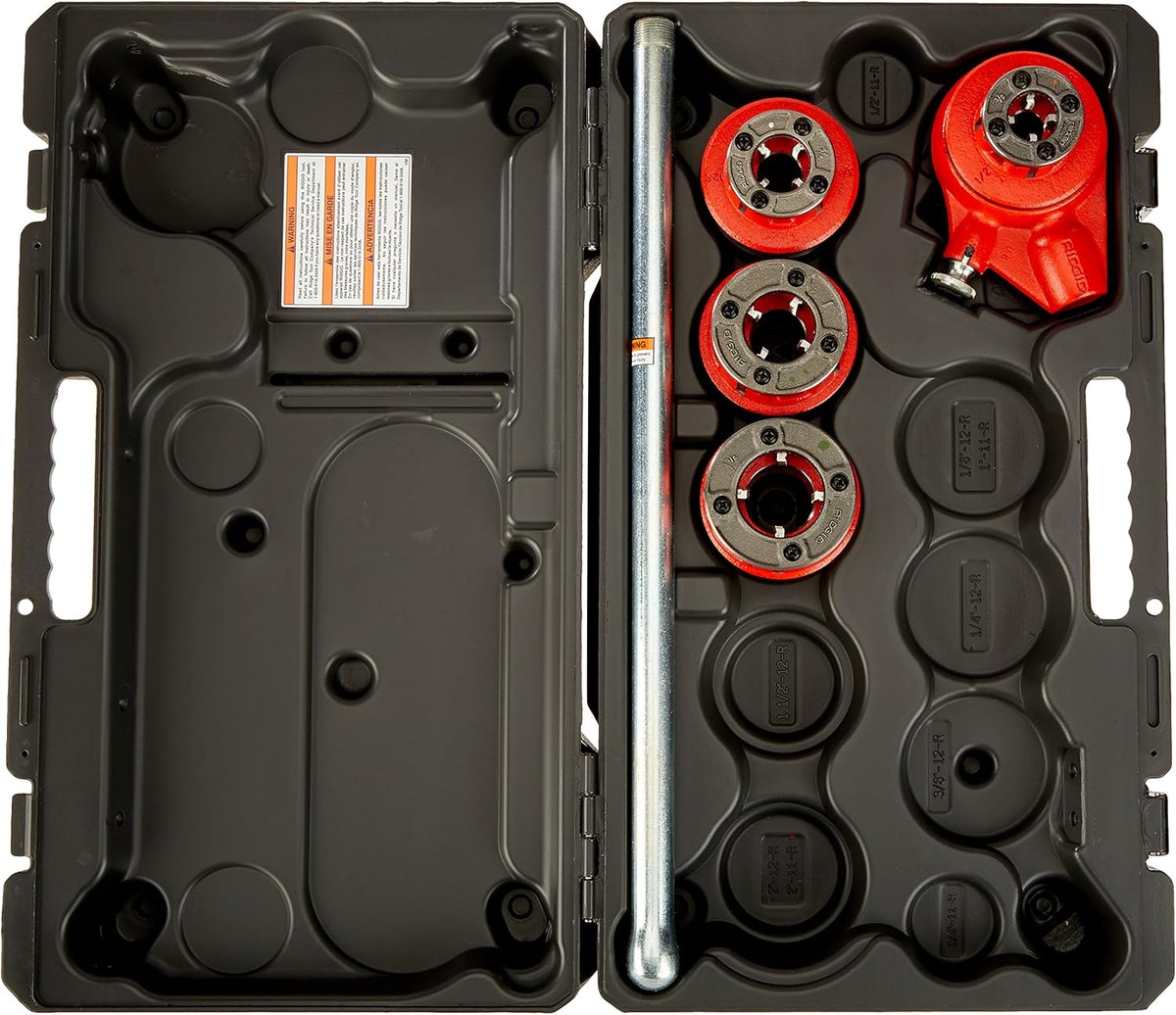 Ratchet Threader Set, 1/2-Inch to 1-1/4-Inch NPT Pipe Threading Dies and Manual Ratcheting Pipe Threader with Carrying Case L132