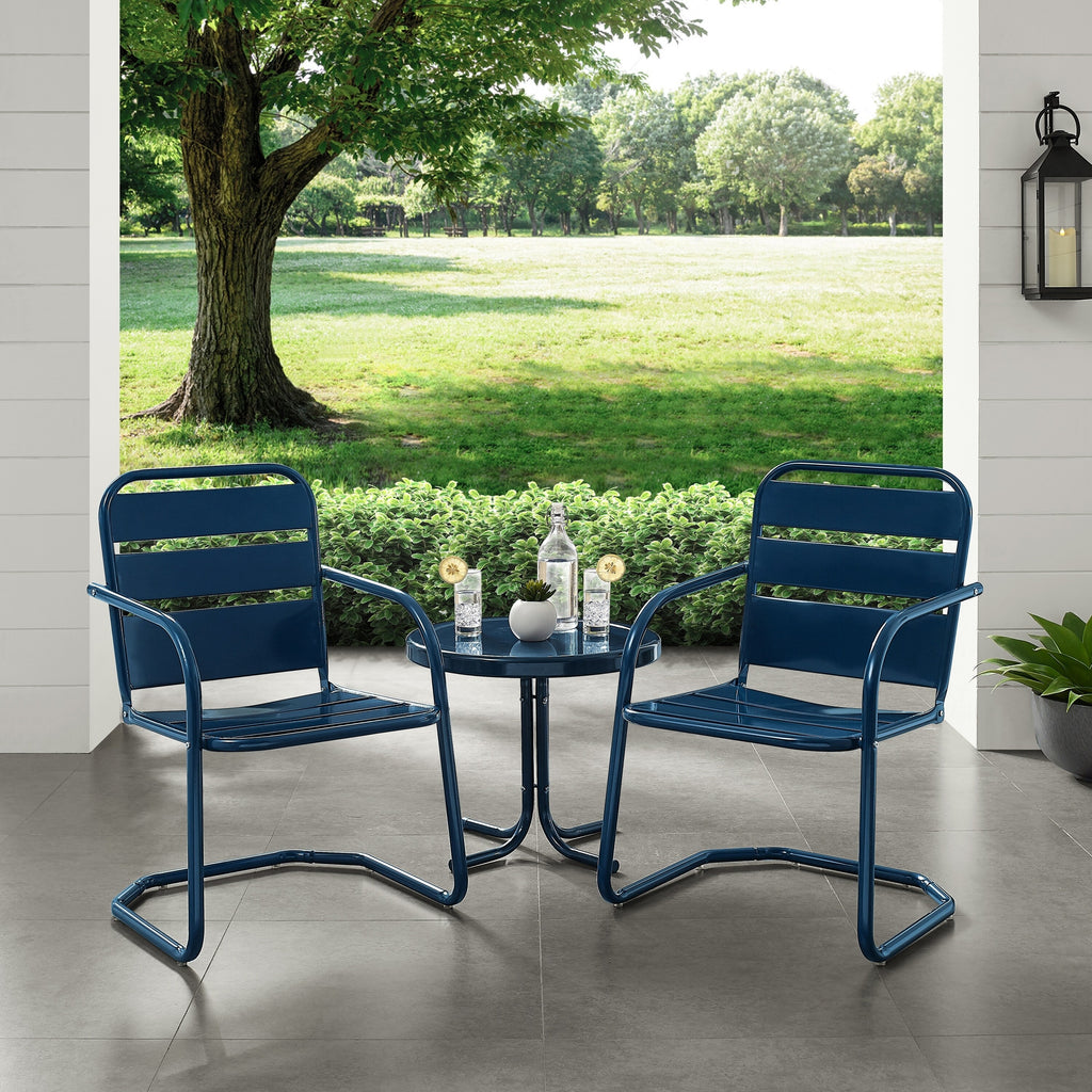 3pc Outdoor Metal Armchair Set D574