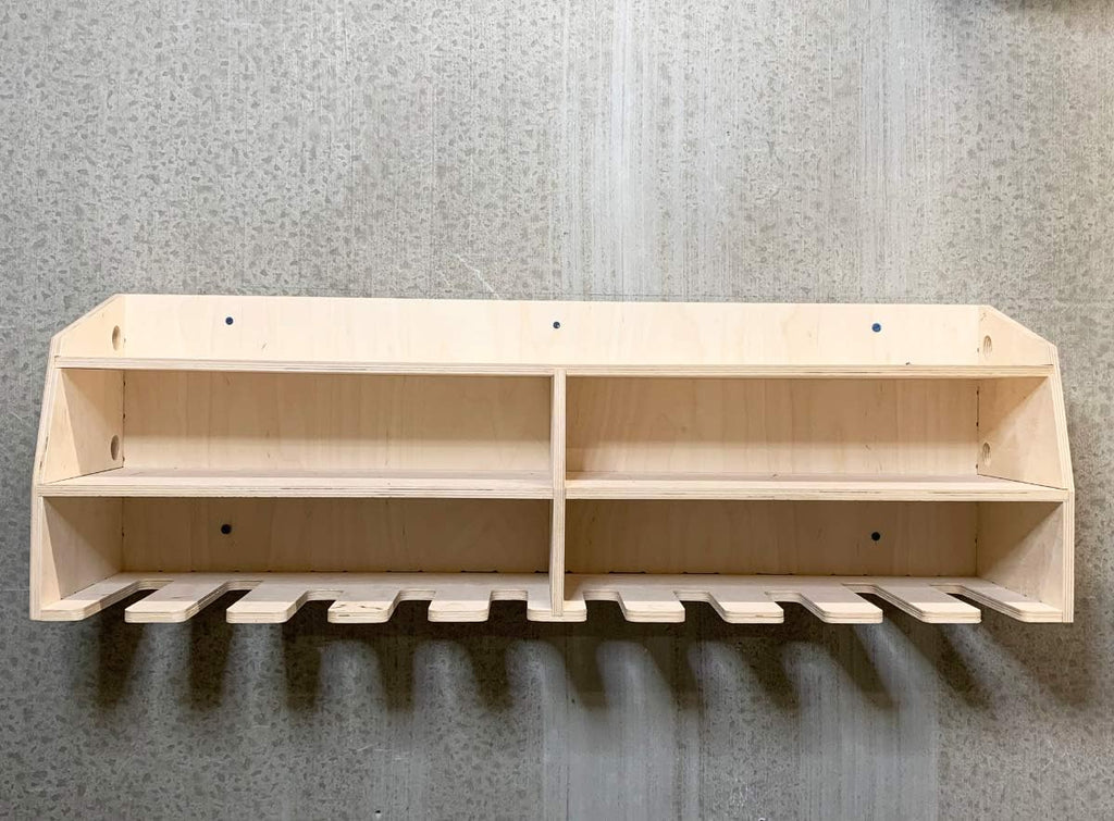 10-Slot Birch Plywood Drill Tool Holder Storage Rack P66867