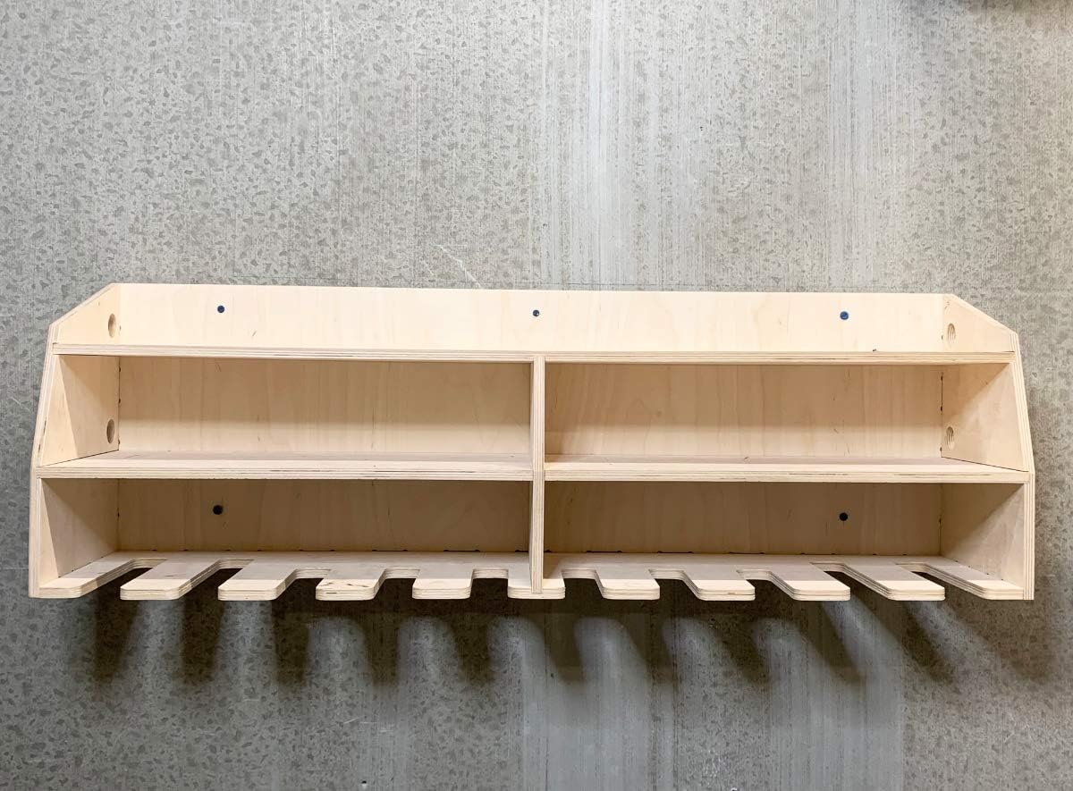10-Slot Birch Plywood Drill Tool Holder Storage Rack P66867
