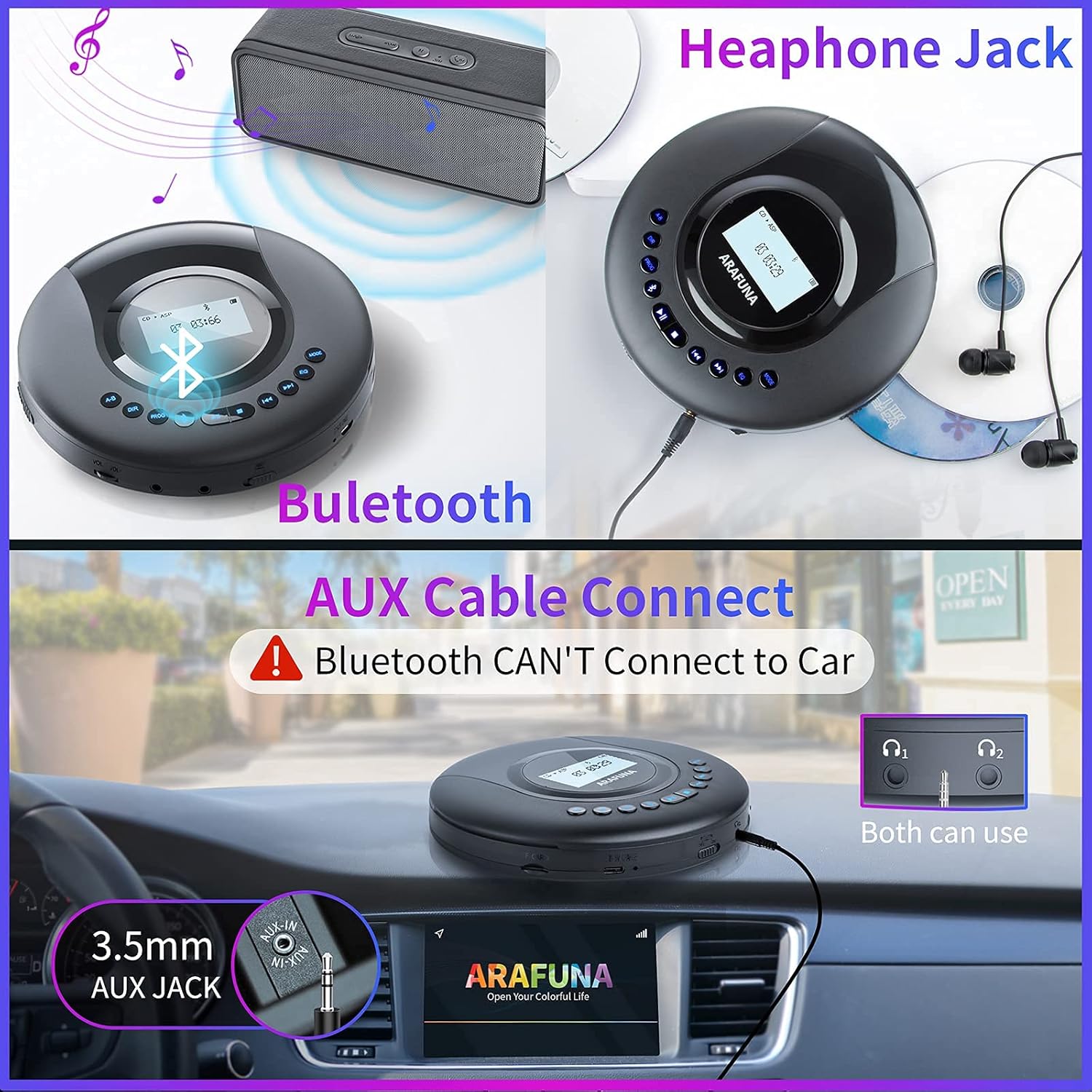 Portable CD Player with Bluetooth and LCD Screen C57613