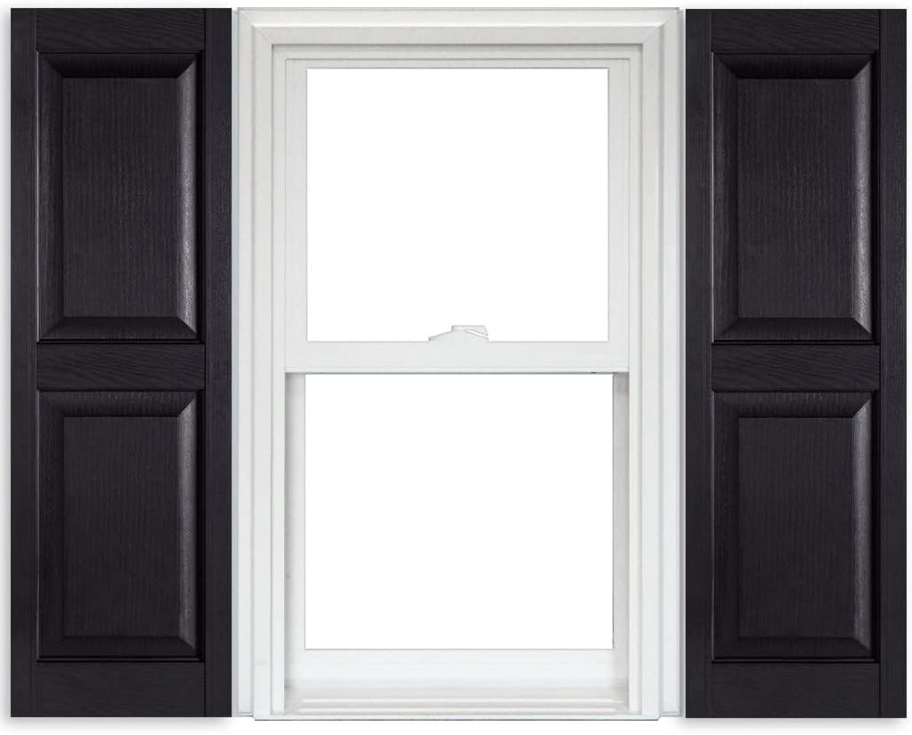 White Vinyl Raised Panel Shutters 15 Inch x 51 Inch Pack of 2 J982