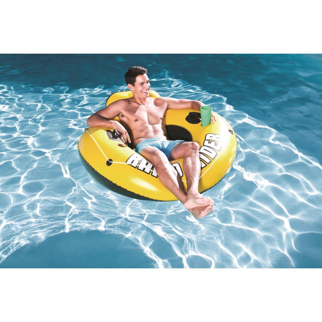 12 Pack Inflatable Raft Tube with Handles and Cup Holders Q723176