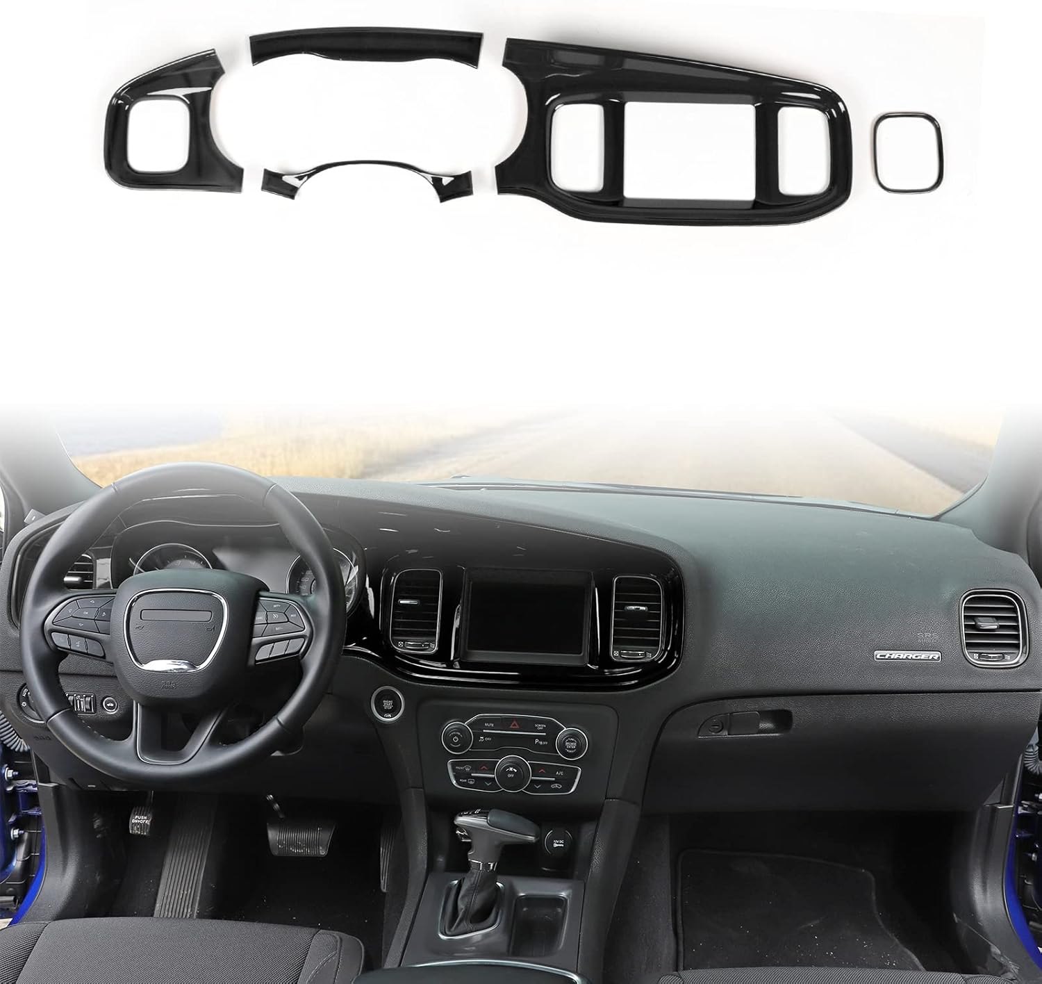 ABS Carbon Fiber 5pcs Dash Board Trim for Dodge Charger C702