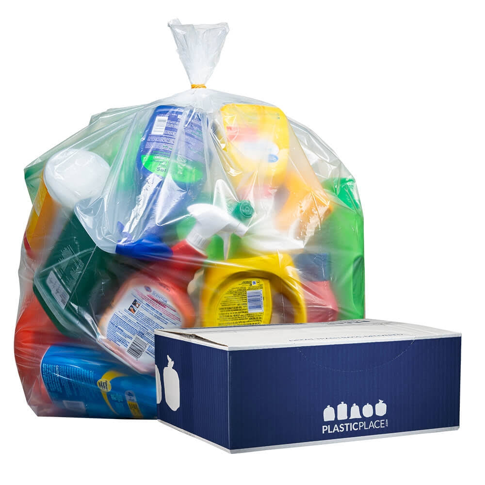 100 ct 55-60 Gallon Clear Trash Bags 1.5 Mil C87741