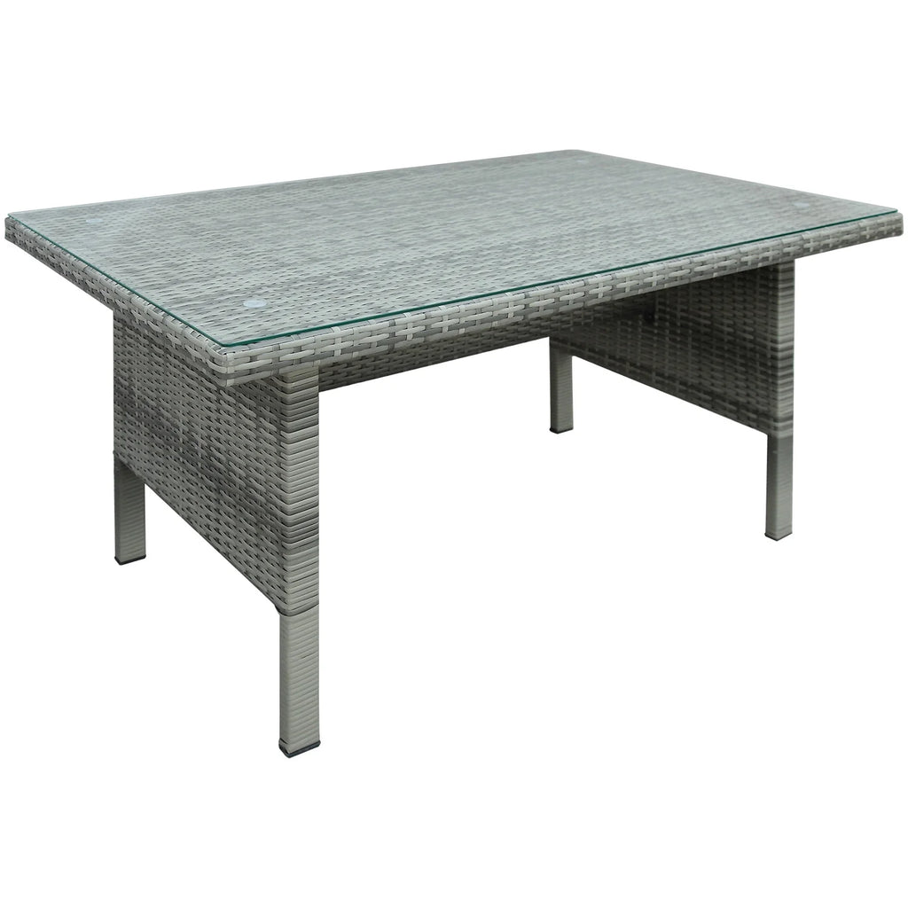 Gray 6 Piece PE Rattan Patio Sofa Set with Table Ottomans Cushions D340038
