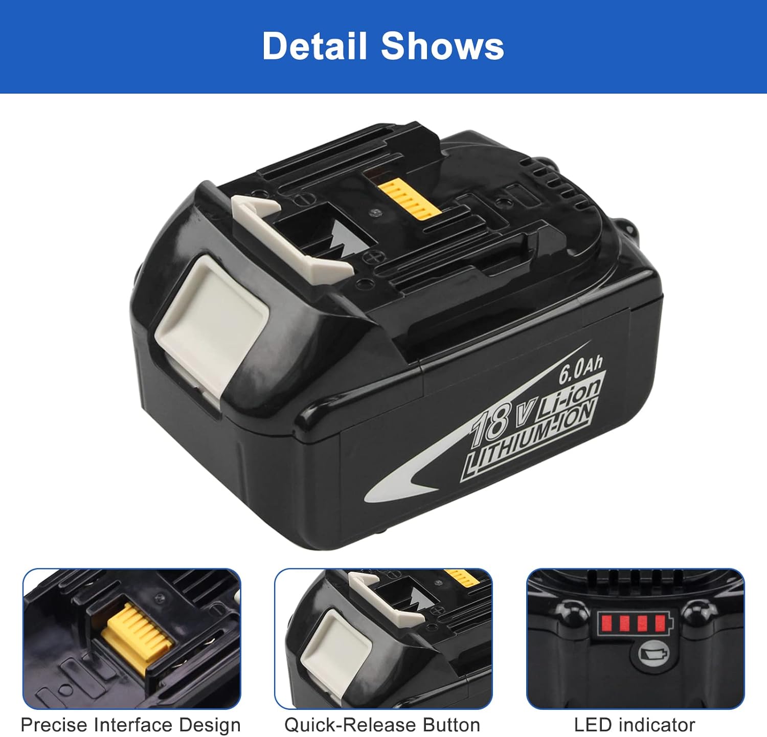 2 Packs 18 Volt 6.0Ah Replacement Battery with LED Indicator S584