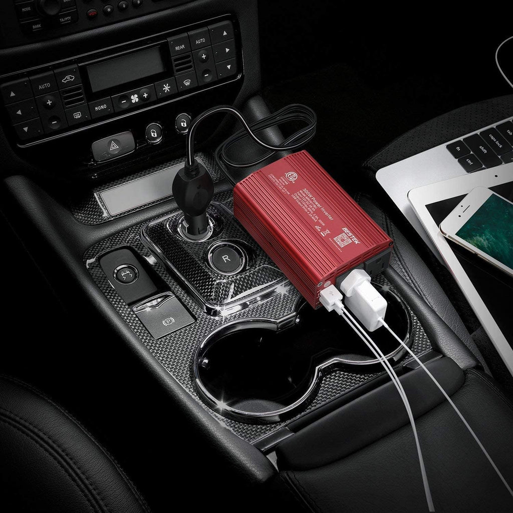 300W Power Inverter and 150W Car Power Inverter DC 12V to 110V AC USB Car Charger Pack of 2 N86671