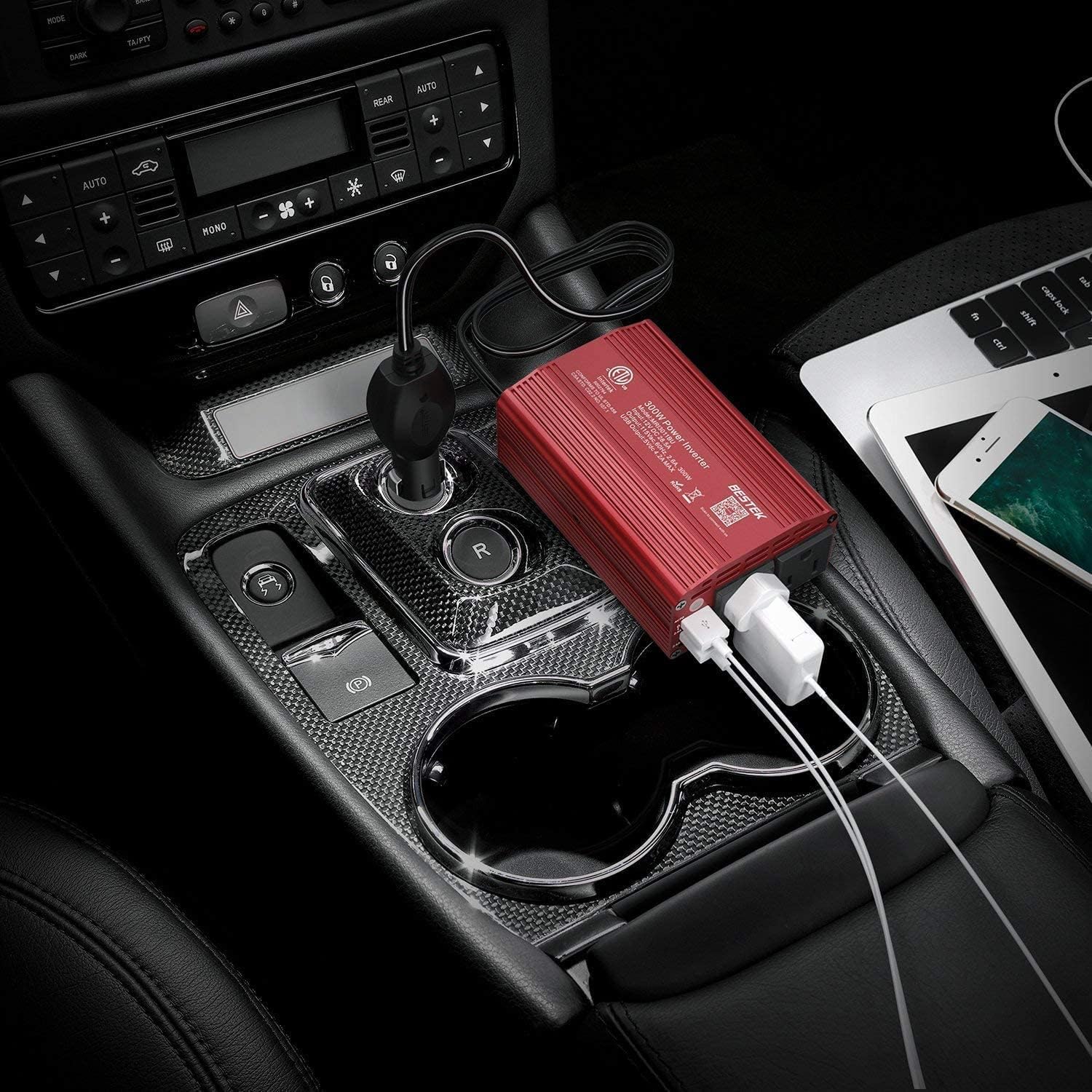 300W Power Inverter and 150W Car Power Inverter DC 12V to 110V AC USB Car Charger Pack of 2 N86671
