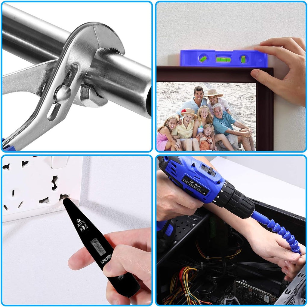 21V Cordless Drill Power Tools Combo Kit with 112Pcs Hand DIY Tool Set, Blue, Pack of 2 M153295