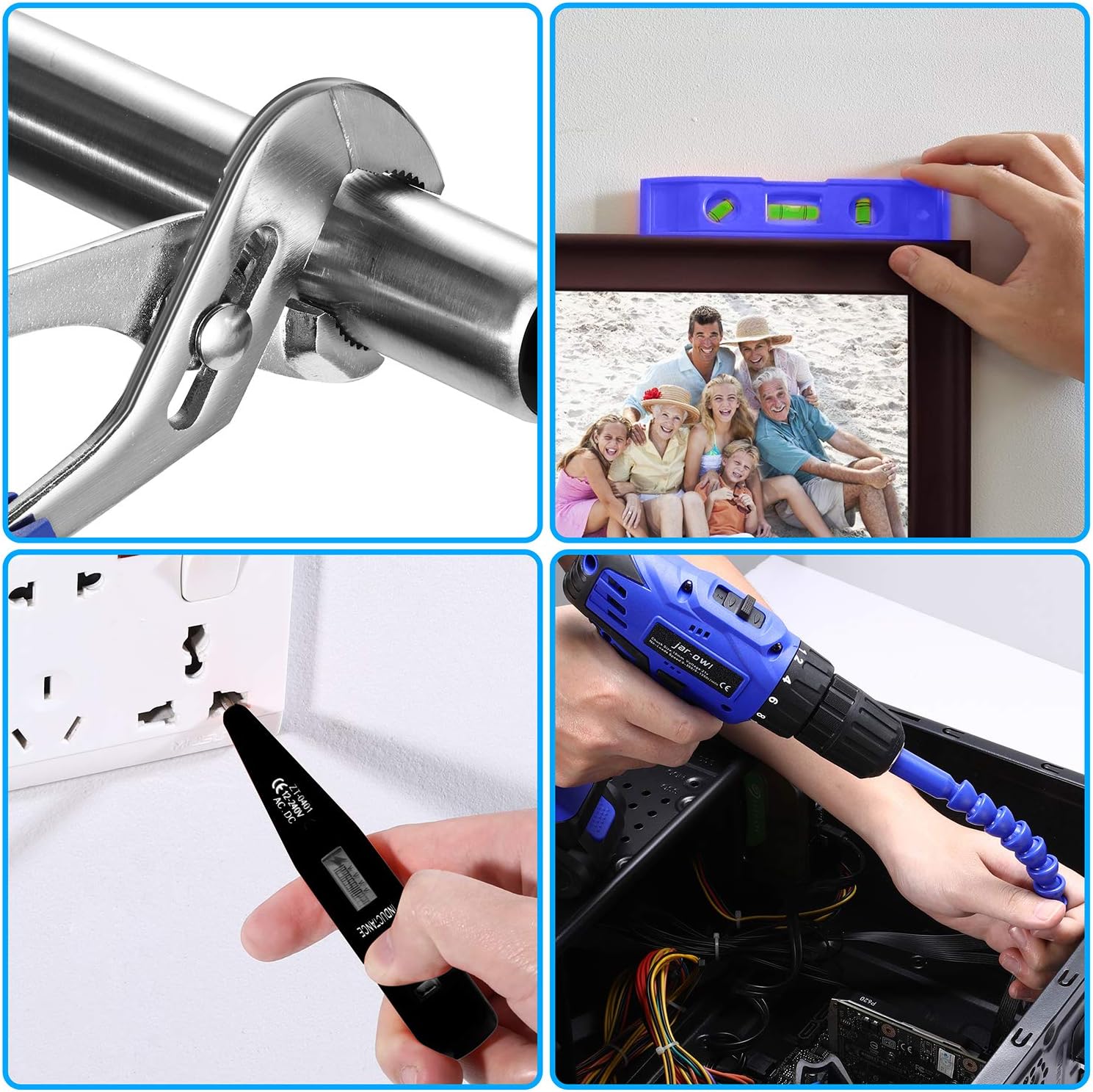21V Cordless Drill Power Tools Combo Kit with 112Pcs Hand DIY Tool Set, Blue, Pack of 2 M153295