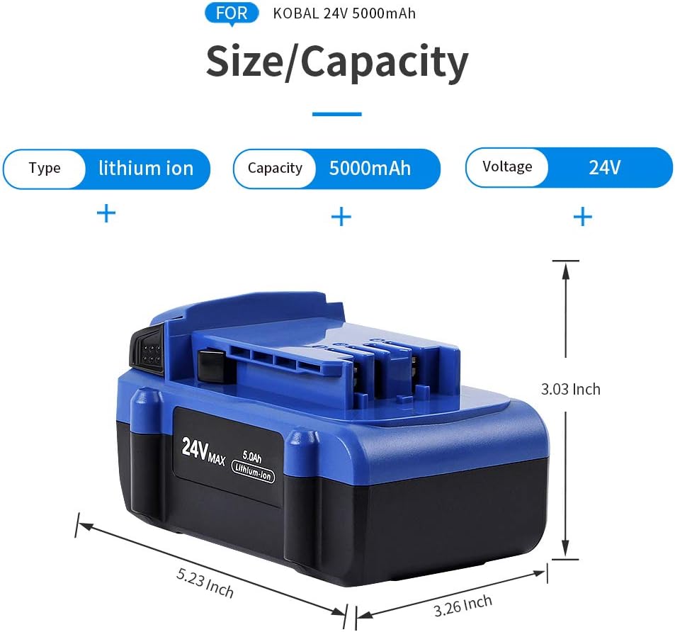 24V 5.0Ah Lithium Ion Replacement Battery Pack of 2 K360