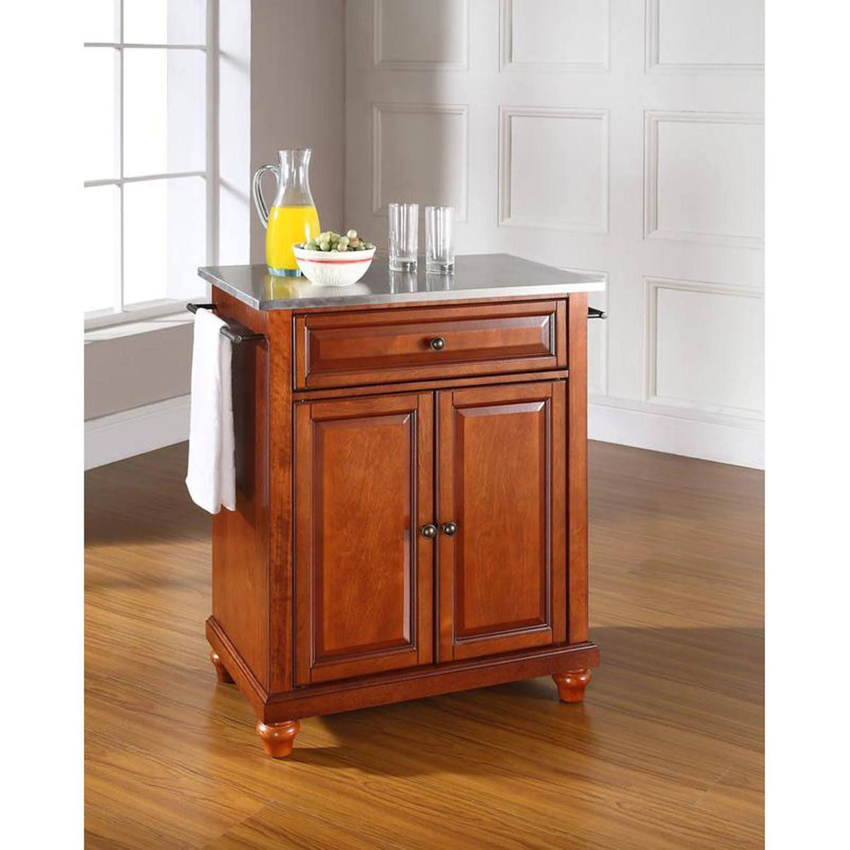 Cherry Stainless Steel Top Portable Kitchen Island T860510