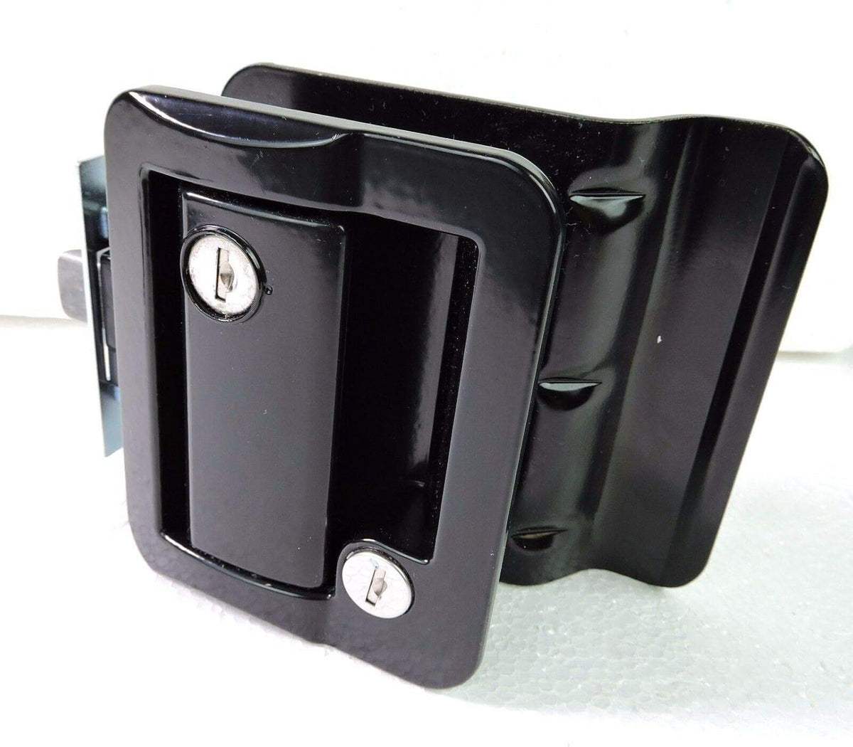 Black Paddle Entry Door Lock Handle Deadbolt with 2 Keys, Pack of 2 U247