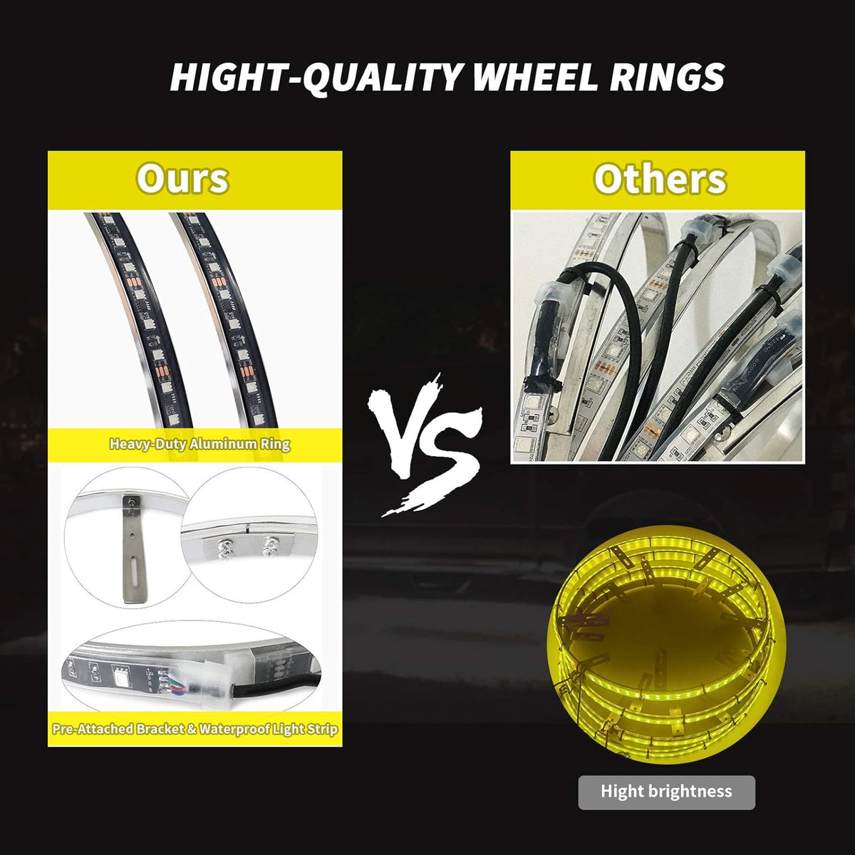 15.5 in 4 PCS 576 LEDs Double-Sided RGBW Wheel Rim Light Kit Q3432