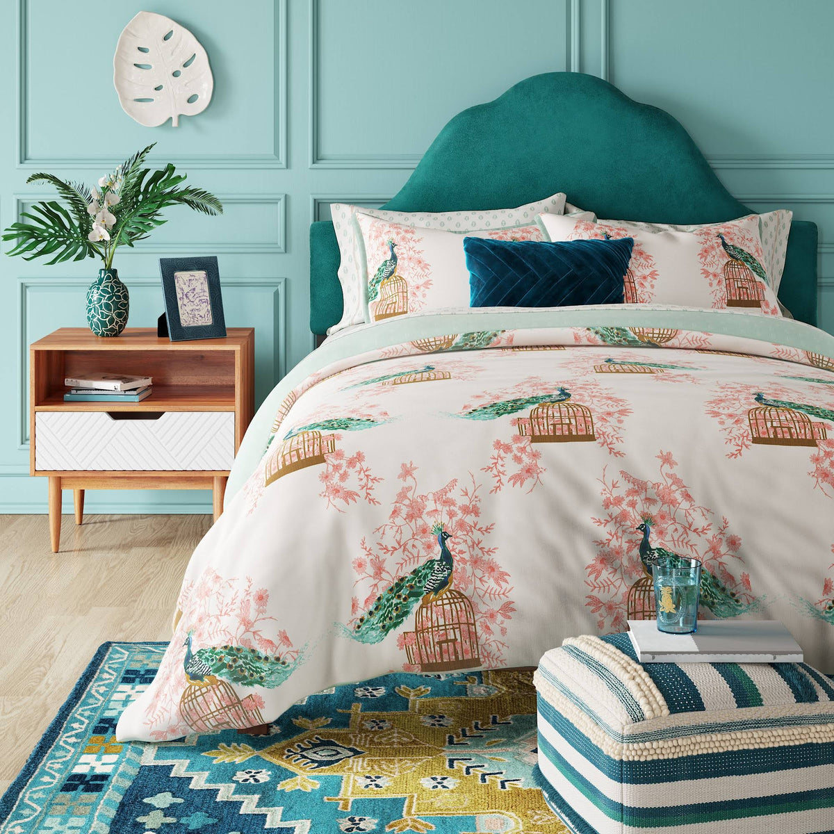 Teal Velvet Arched Headboard P2458