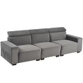 Dark gray flannel three-person sofa with side pockets N519049