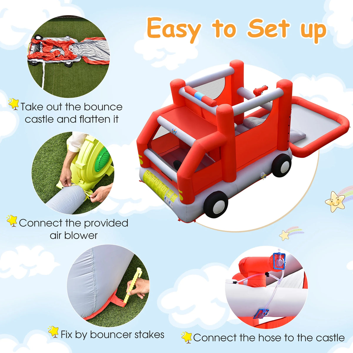 Inflatable Castle Water Park Kids Bounce House with 480W Blower J455