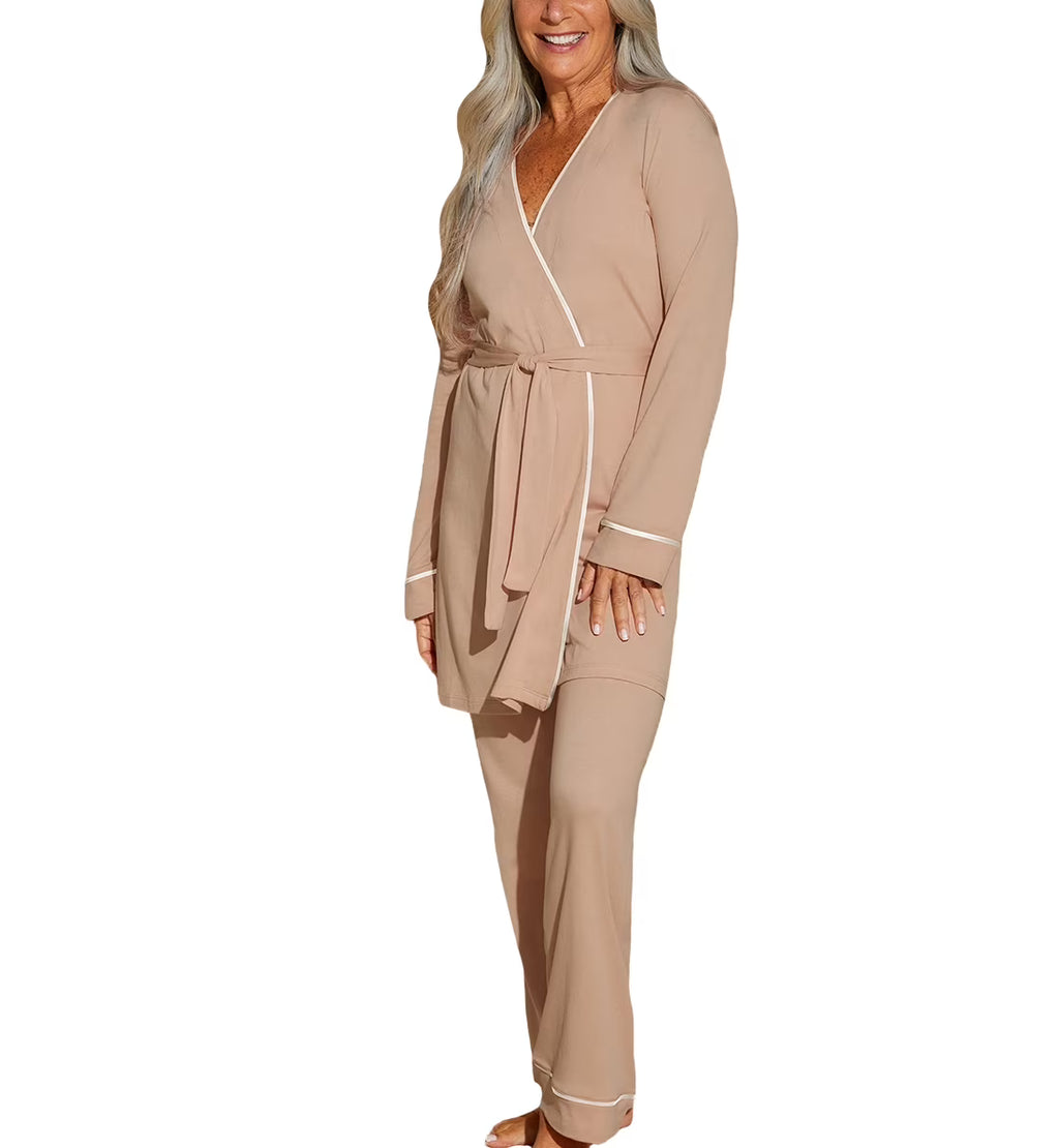 Camel/Moon Ivory 3 Piece Pima PJ Set D267