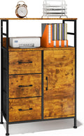 3 Drawers Storage Cabinet with Open Shelves, Lateral Filing Cabinet Q626
