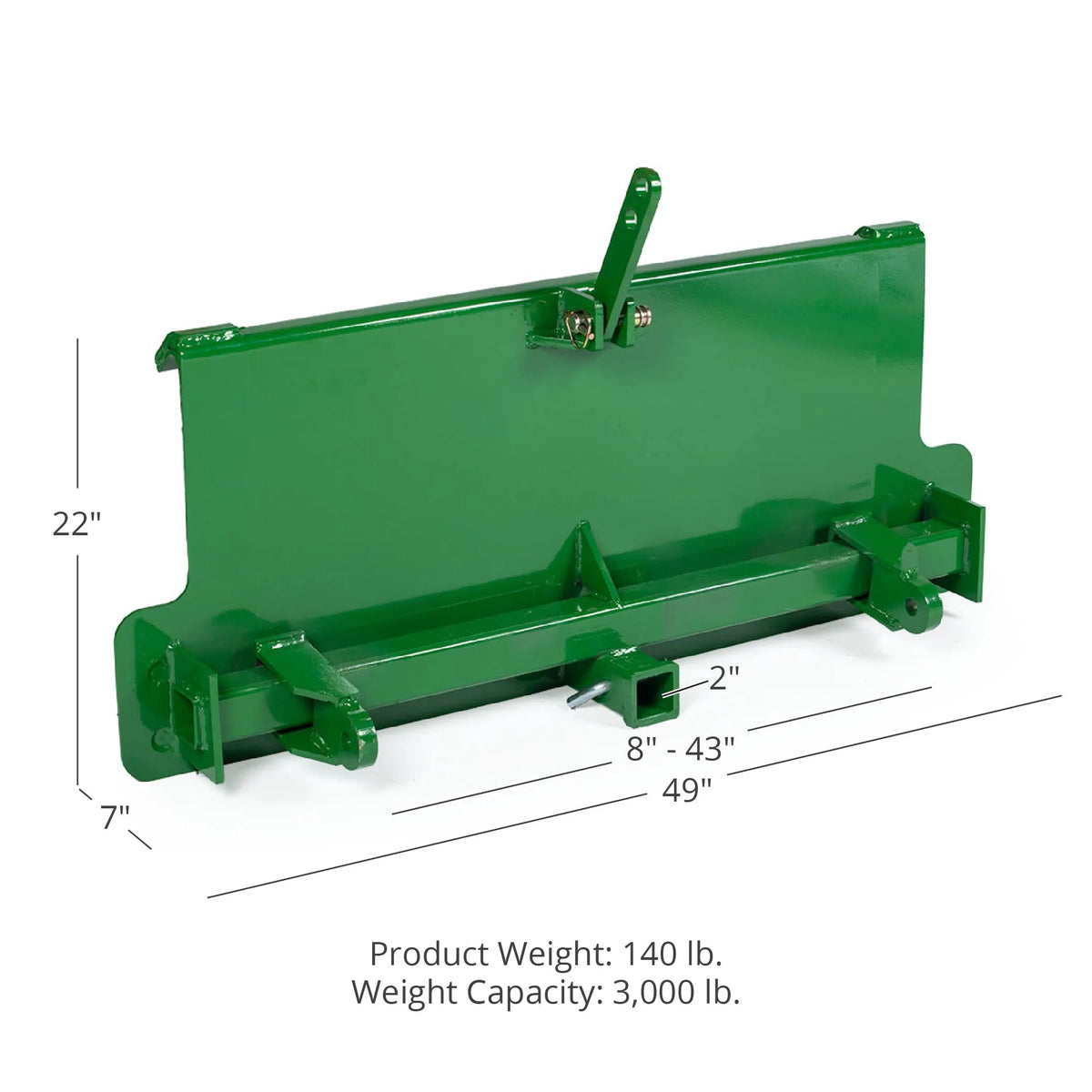 3 Point Attachment Adapter with 2" Receiver Hitch B3947