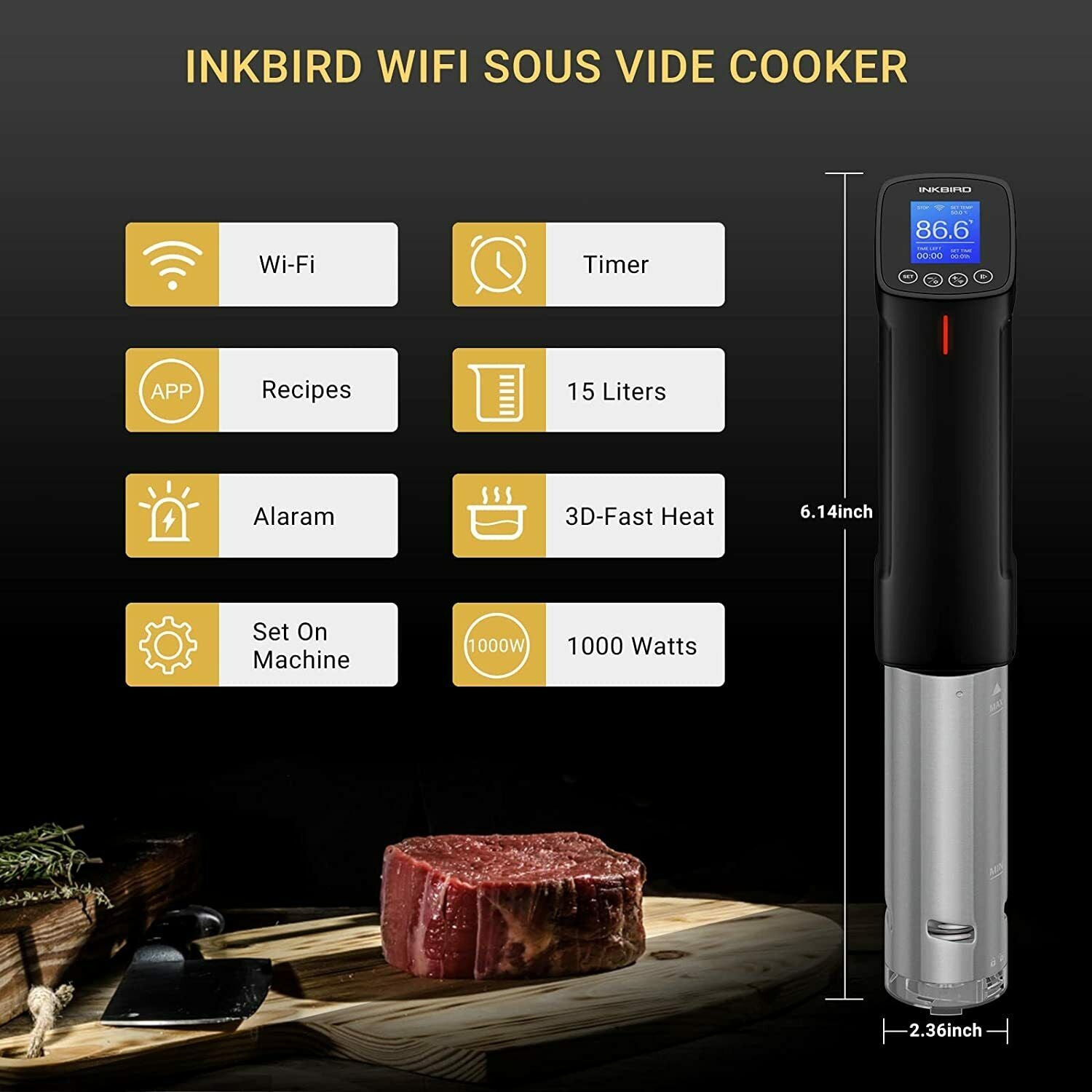 Sous Vide Cooker Circulator Immersion Precision Timer Q3894