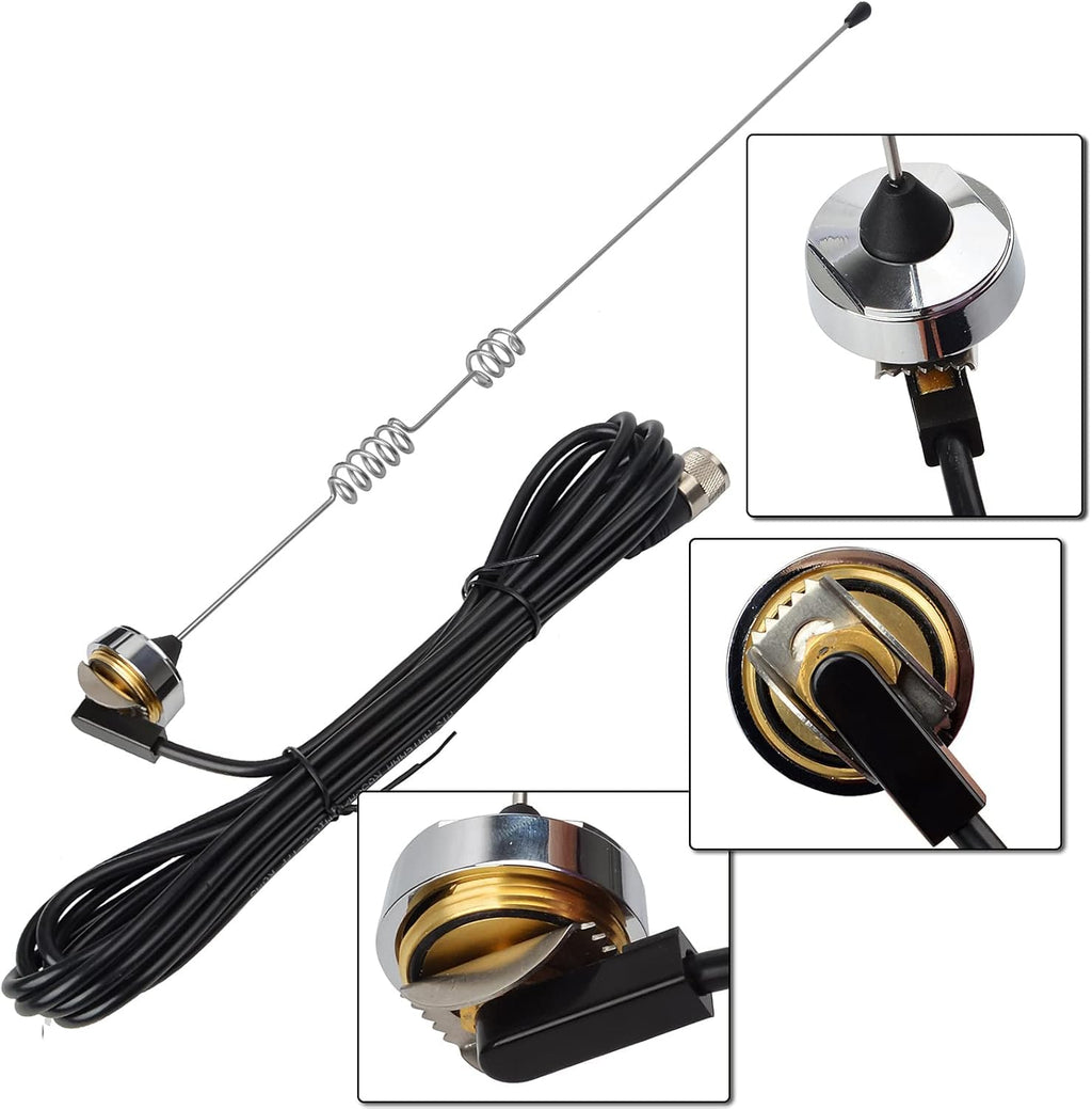 Dual-Band NMO Antenna VHF 144Mhz UHF 430MHz with 13ft RG-58 Coax Cable PL-259 Mount H94362