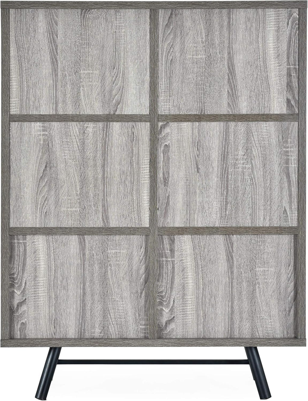 Brown Oak Black 6 Shelf Cabinet Q426953