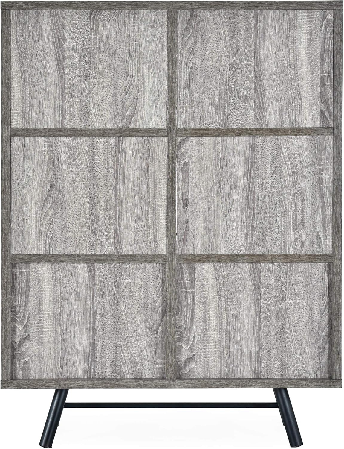 Brown Oak Black 6 Shelf Cabinet Q426953