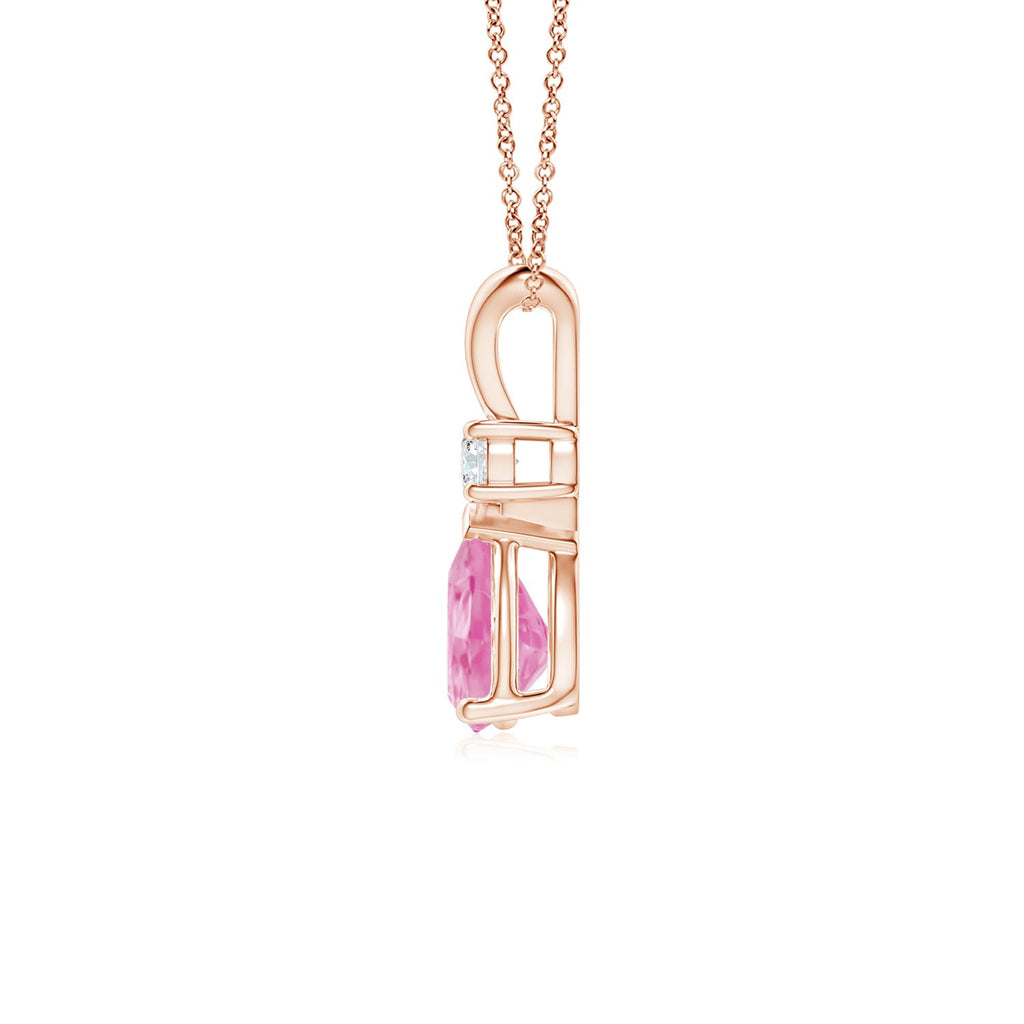 Pink Sapphire Diamond Teardrop Pendant Necklace in 14K Rose Gold D582