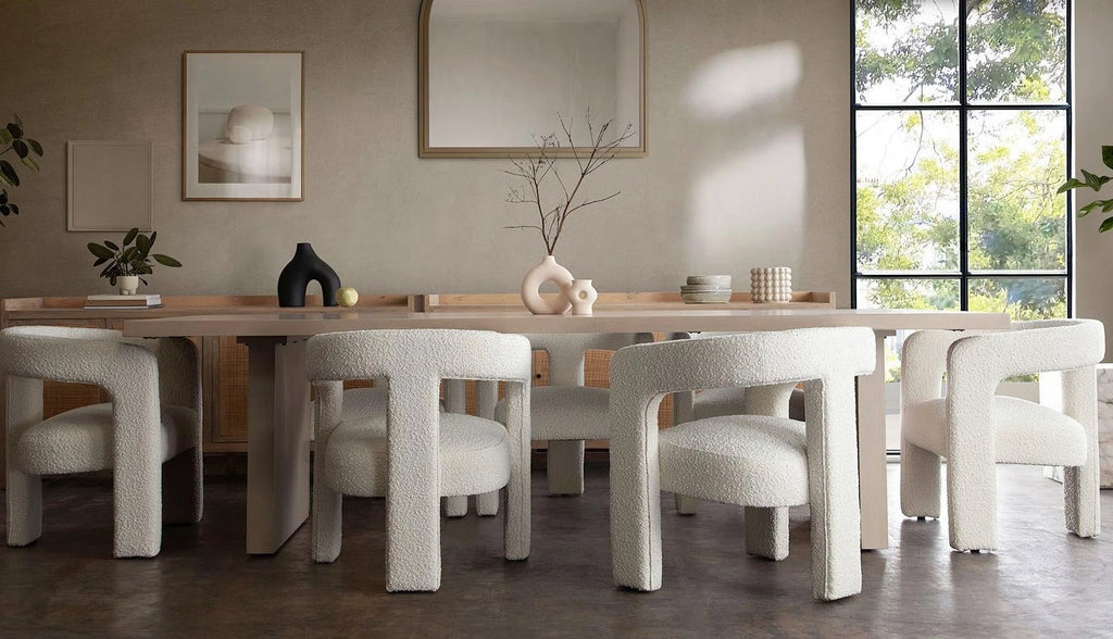 Ivory Boucle Dining & Accent Chair E55162