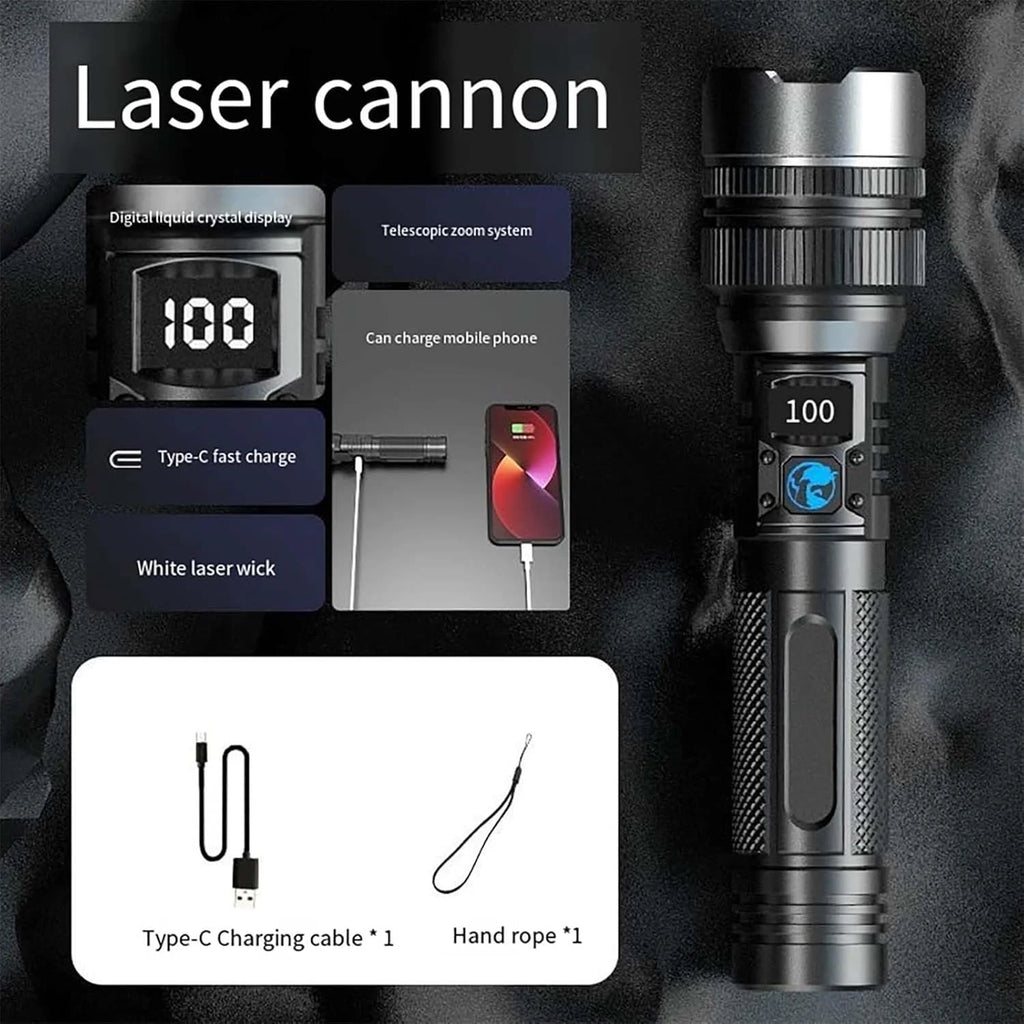 150000 Lumens USB Rechargeable Waterproof Handheld Flashlight G76689