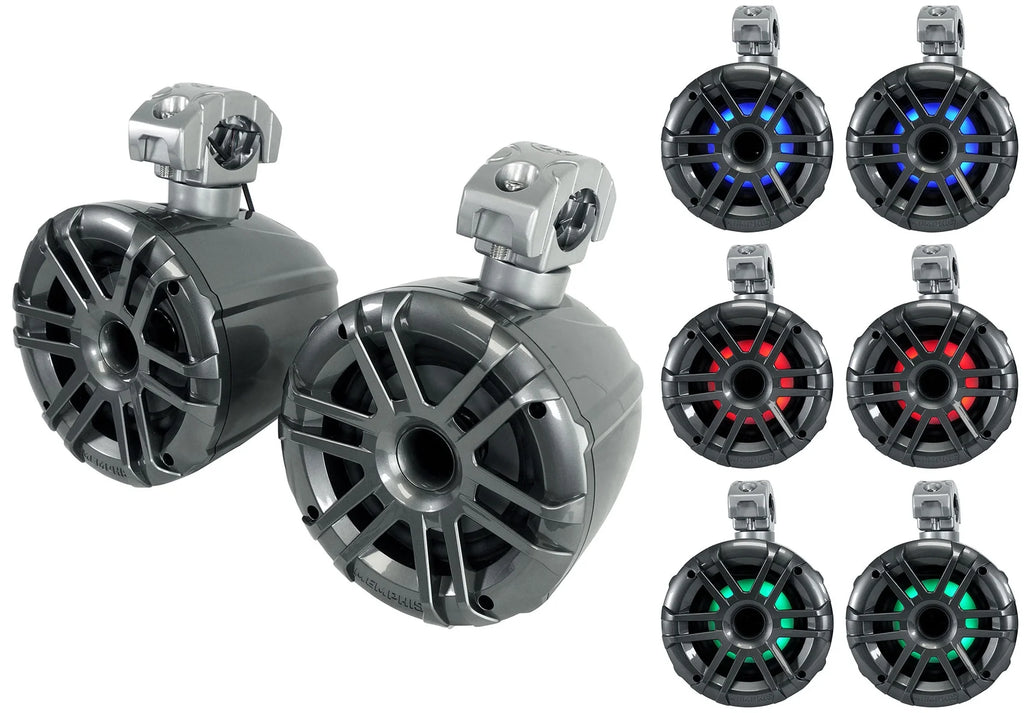 Grey 6.5" Marine Wakeboard Tower Speakers with Bluetooth Receiver K8391