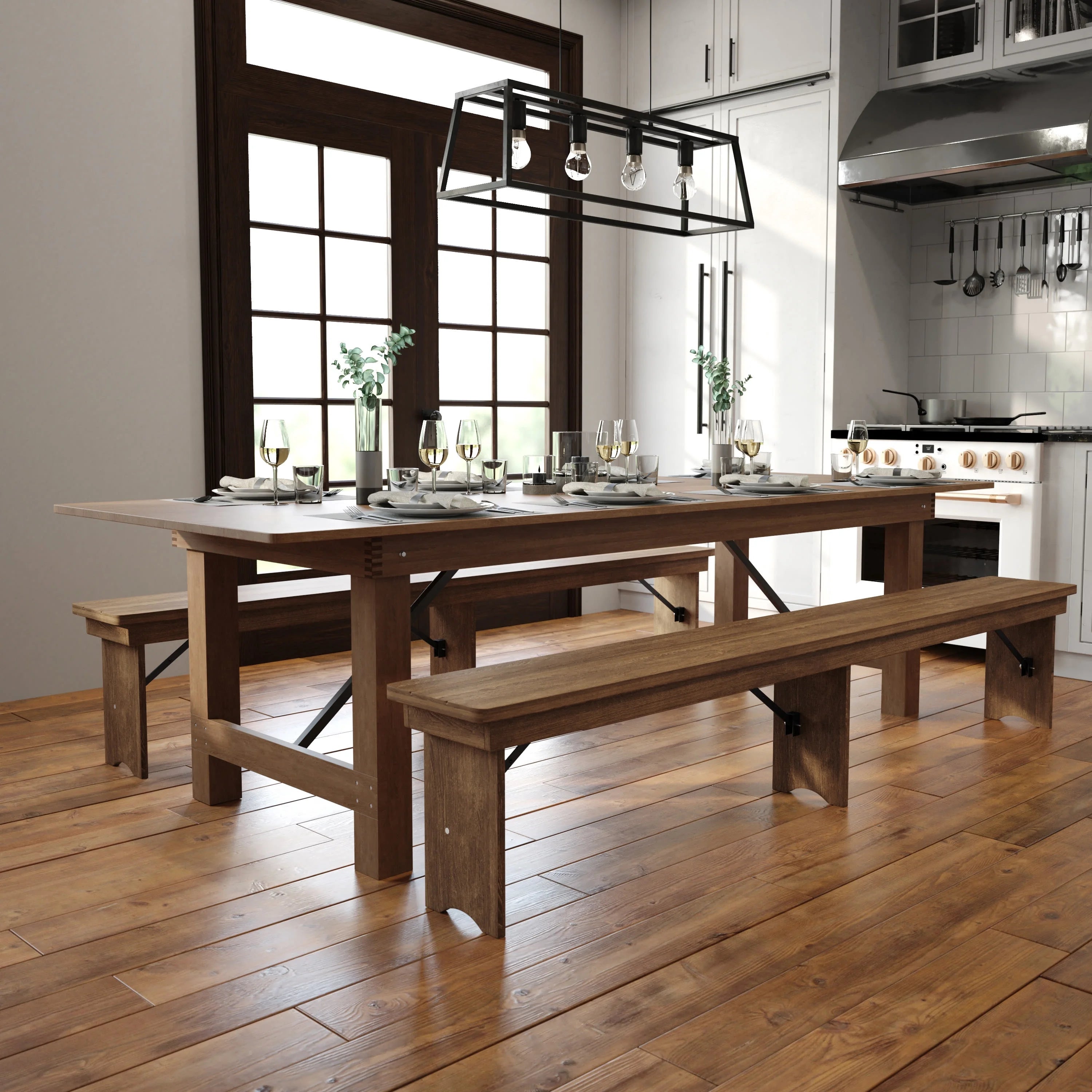 Antique Rustic Solid Pine Folding Farm Table M300