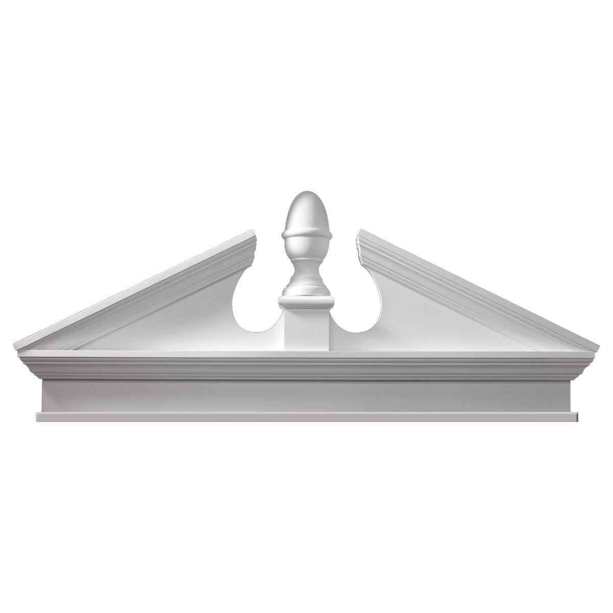 80x22W x 84 1/2x22OW x 26 3/8x22H x 3 1/8x22P Pitch 5 1/2 / 12 Combination Acorn Pediment with Bottom Trim K35354