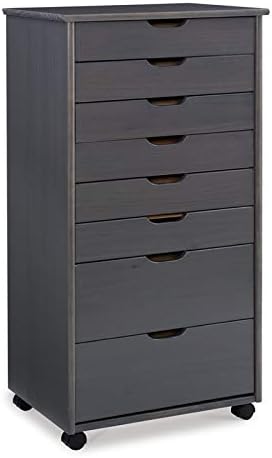 Gray Wood Rolling Storage Cart E149