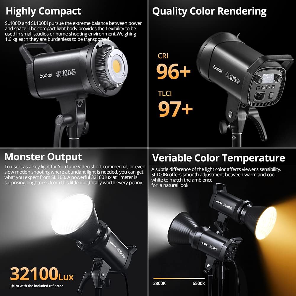 100W 5600K White LED Video Light with Bowens Mount Q338