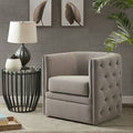 Taupe Tufted Polyester Swivel Barrel Chair A57075