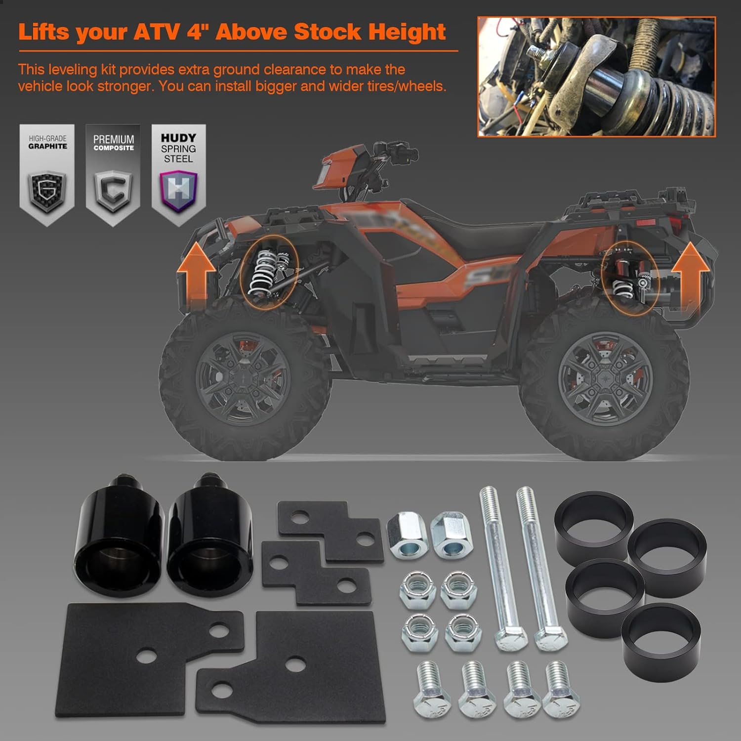 ATV Suspension 4 inch Lift Kit Front & Rear Pack of 2 U45325