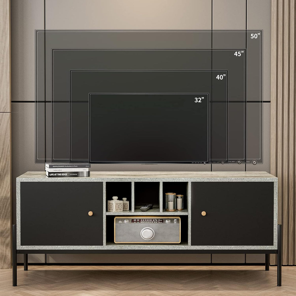 TV Stand with Storage and Open Shelves R234571