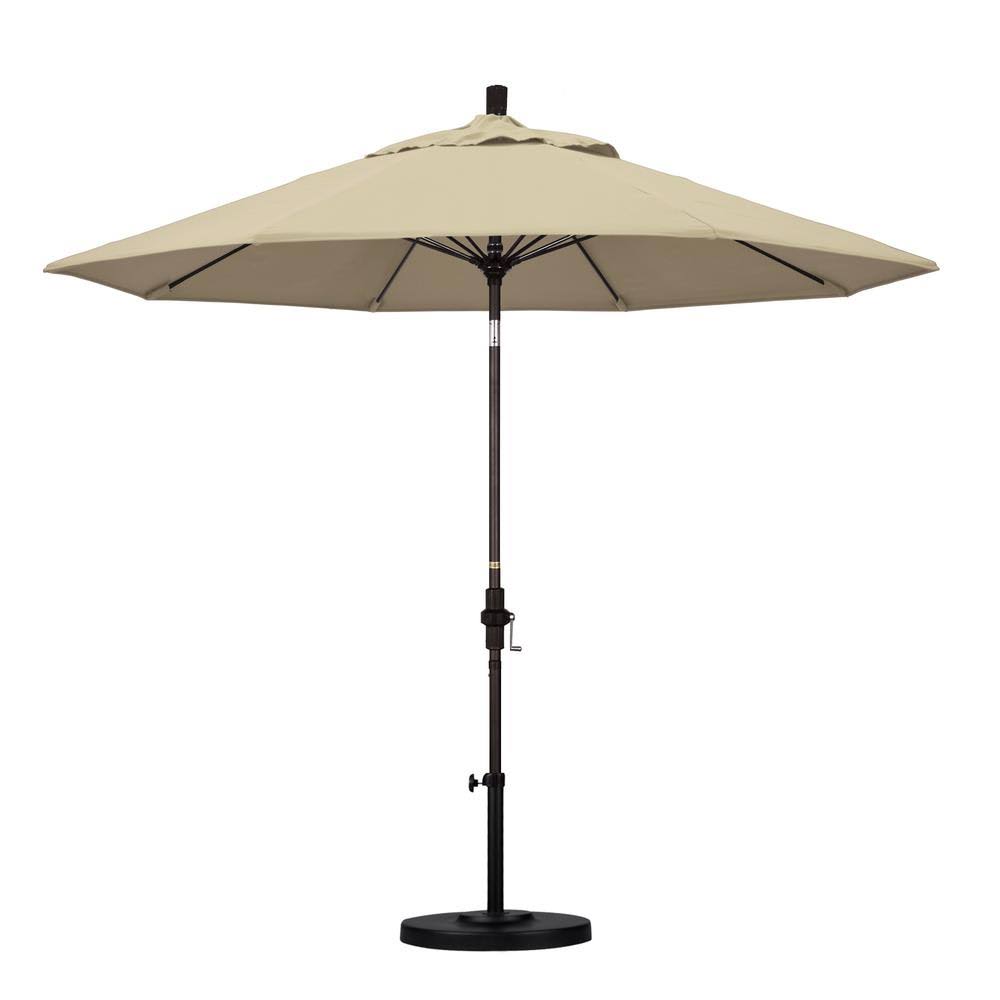 9 Feet Fiberglass Market Umbrella Collar Tilt Bronze/Pacifica/Beige M3818