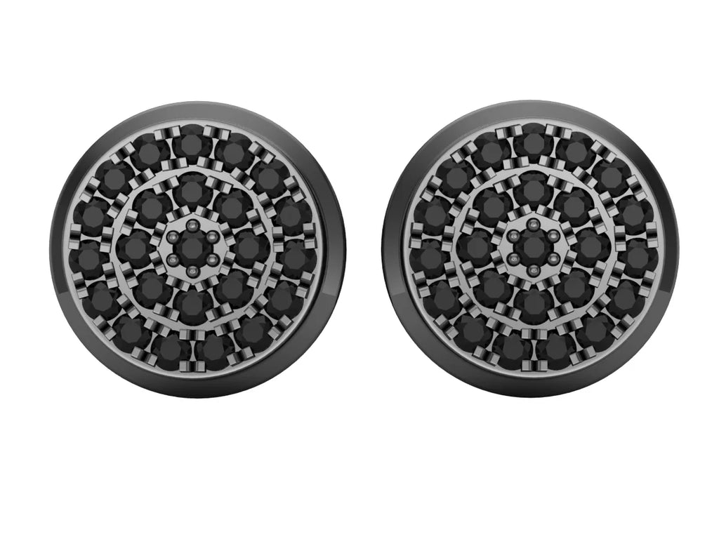 Black Diamond Double Halo Stud Earring R7159