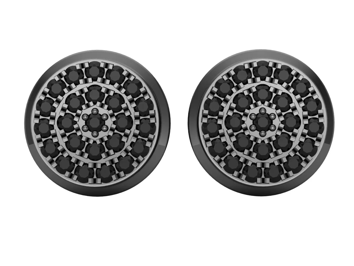 Black Diamond Double Halo Stud Earring R7159